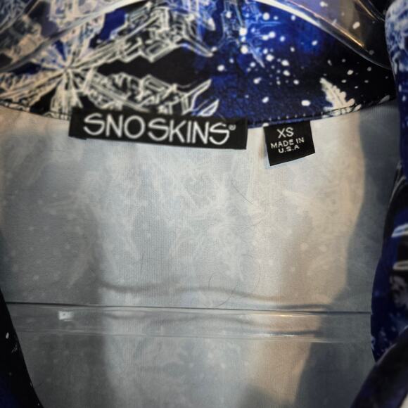 Sno Skins Micro Fiber Quarter Zip Neck Pullover Snowflake Pattern Blue White XS - Picture 5 of 7